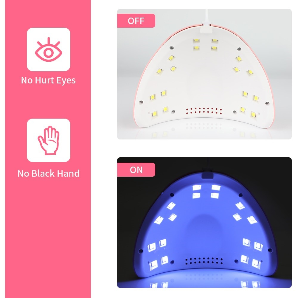 Pengering Kutek UV Lamp Nail Dryer USB Charge 54W - MINI-802 - Pink