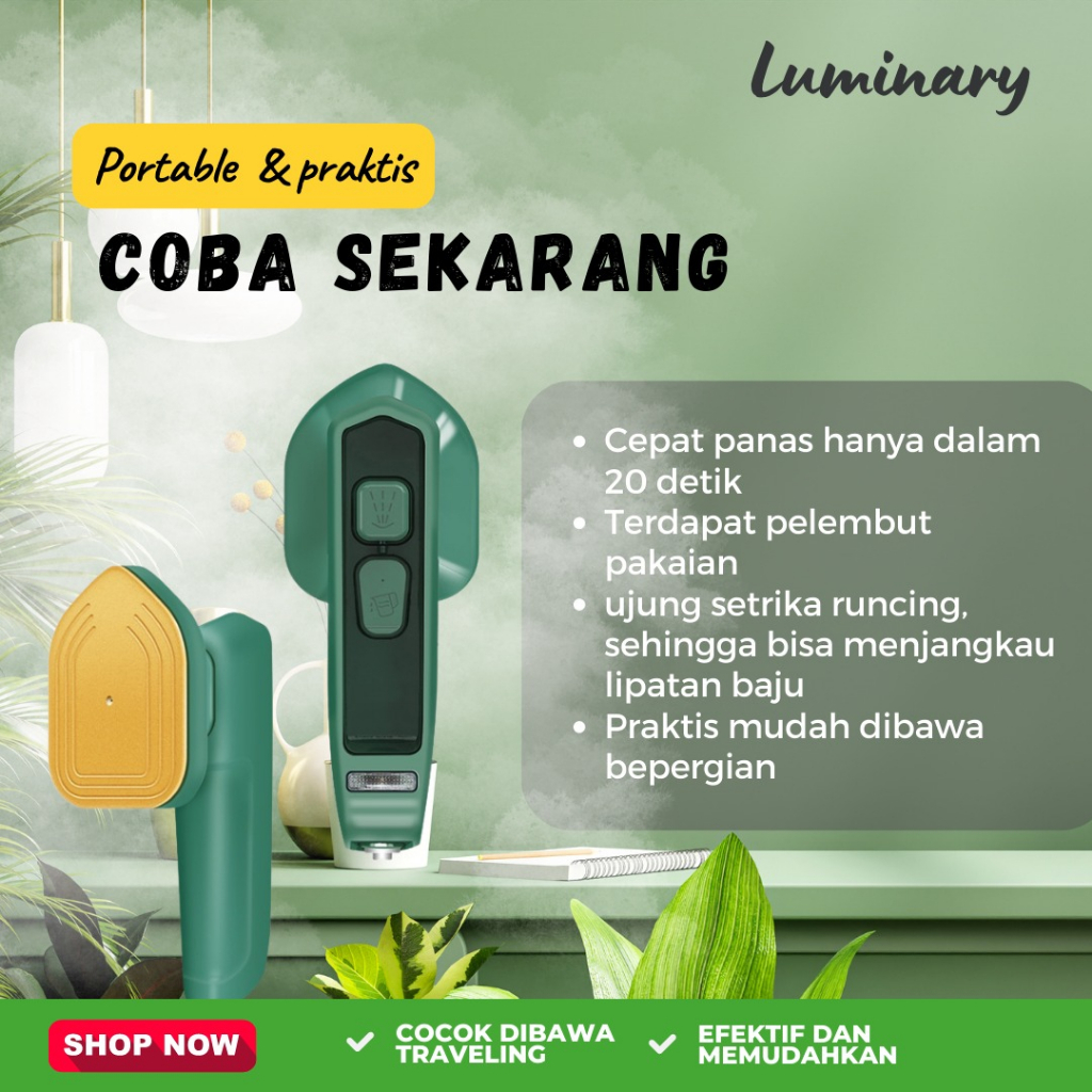 Setrika Uap Mini Portable Travel 360 Derajat Mudah Dan Simple Praktis Steamer Ironing Handheld Iron Cepat Panas Bisa Spray