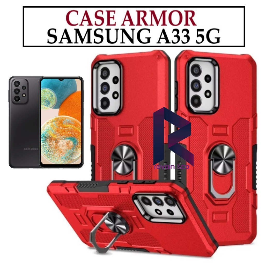 Case Armor SAMSUNG GALAXY A33 5G Iring Cincin Magnetic Kesing Hp Protect kamera Premium Hard Case Standing Robot Pelindung Kamera