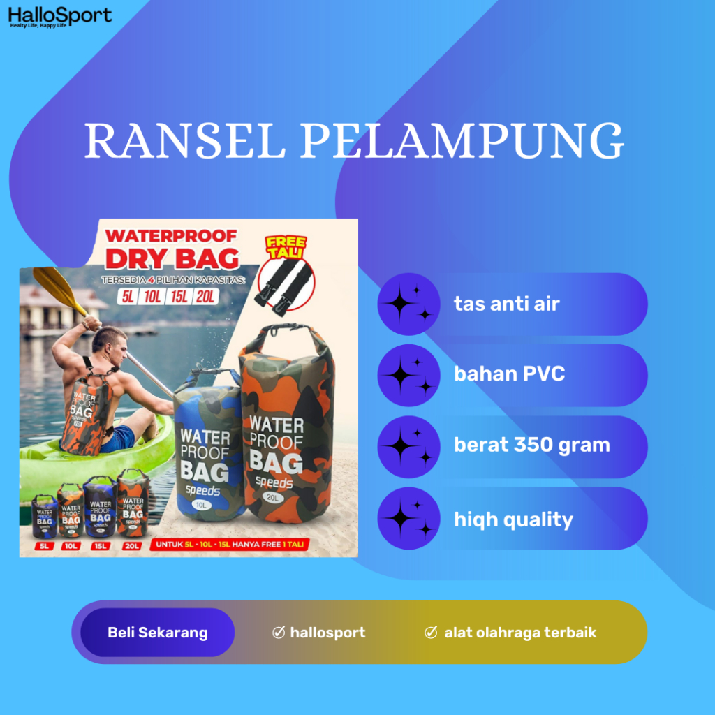 Speeds Tas Ransel Pelampung Dry Bag Waterproof Portabel Tas Anti Air Tas Apung Tas Perenang Ocean Dr