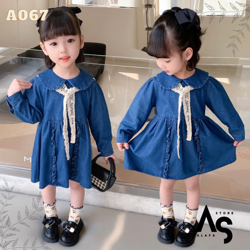 Dress anak perempuan Import denim 1-4 Tahun A067