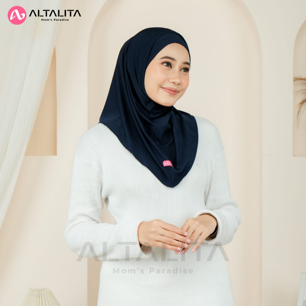 Altalita - Hijab Instan Helma Bergo Sport Lubang Telinga Masker Headset Earphone Kacamata Bahan Jersey Premium Cocok untuk Olahraga Volly Futsal Senam dan Sehari-hari