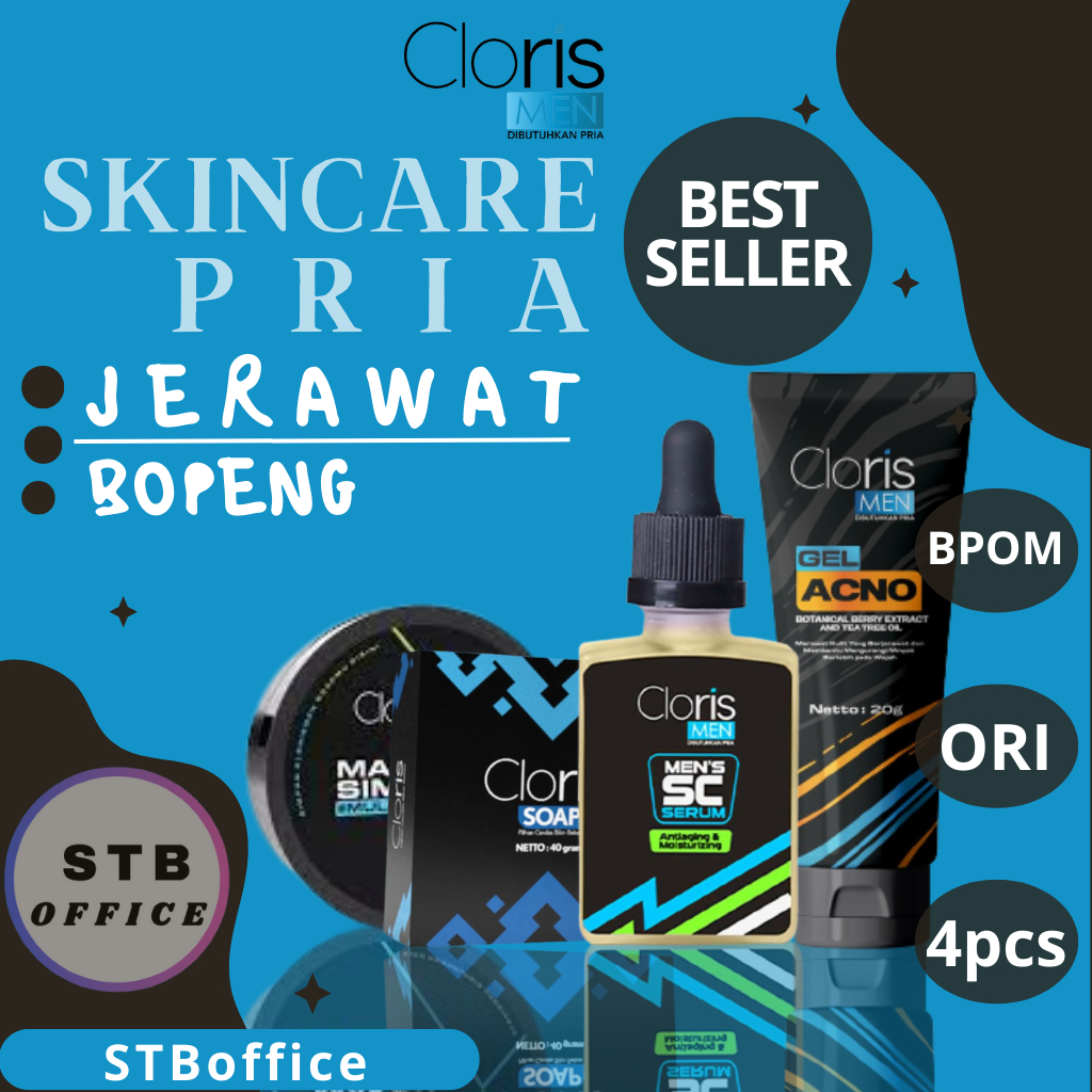 Clorismen Skincare Pria Paket Acne Perawatan Penghilang Jerawat Menyamarkan Bopeng Bekas Jerawat Wajah Muka Cowok