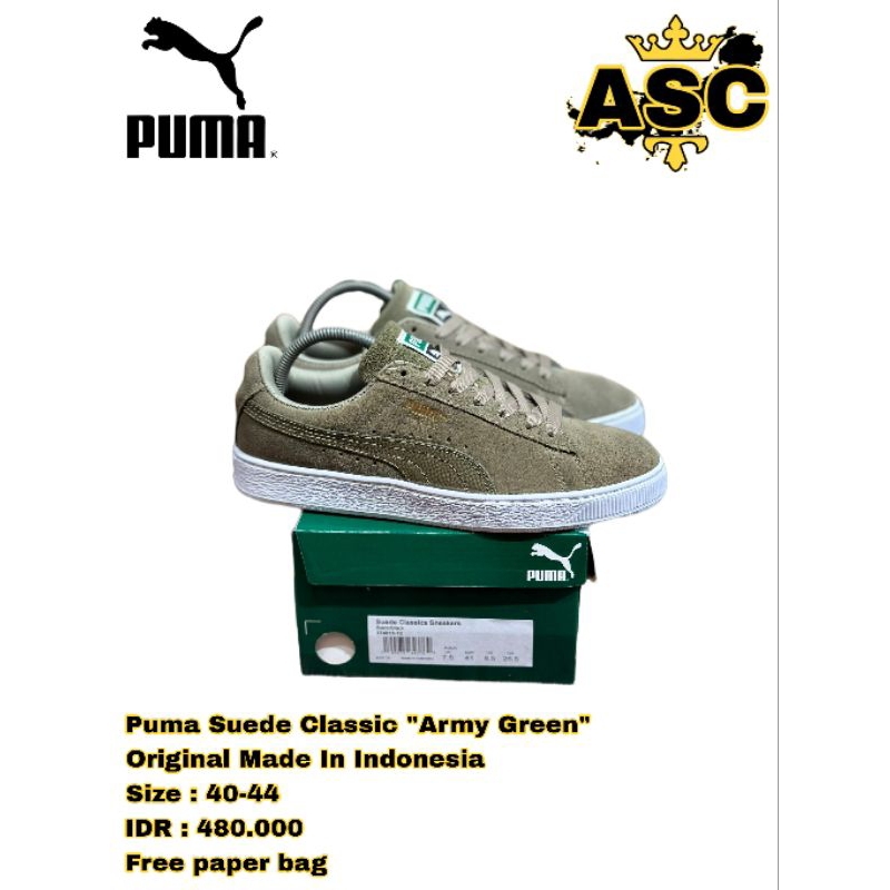 Puma Suede Classic "Army Green" Original Made In Indonesia