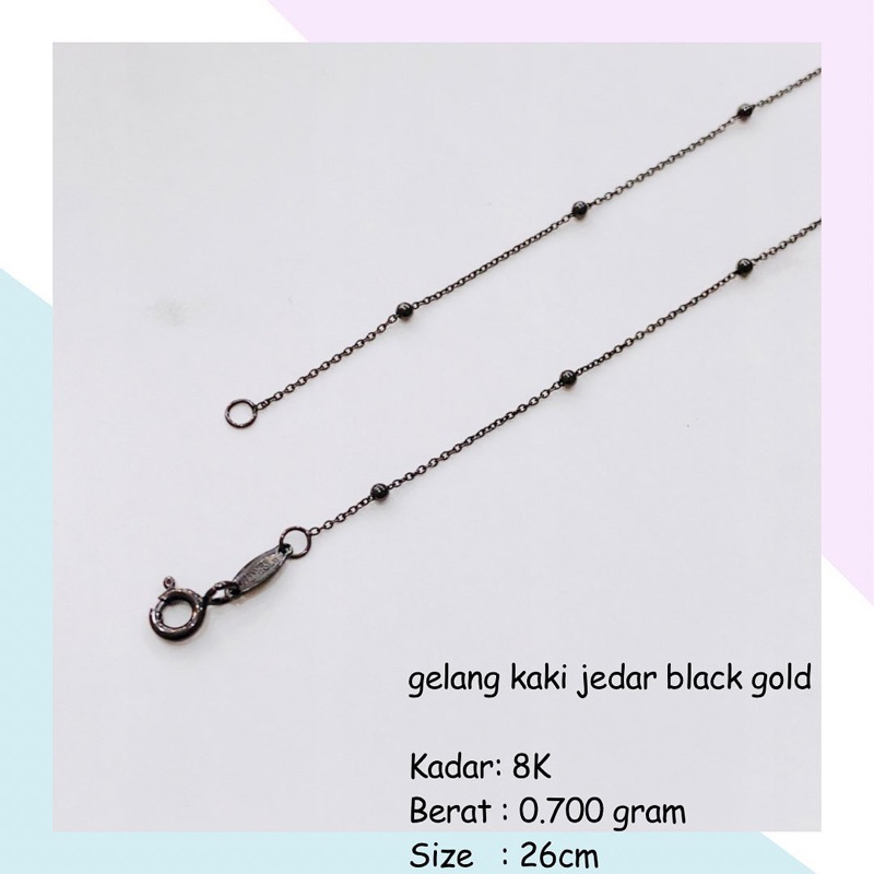 Gelang Kaki Emas Jedar Blackgold 8K 0.700Gr