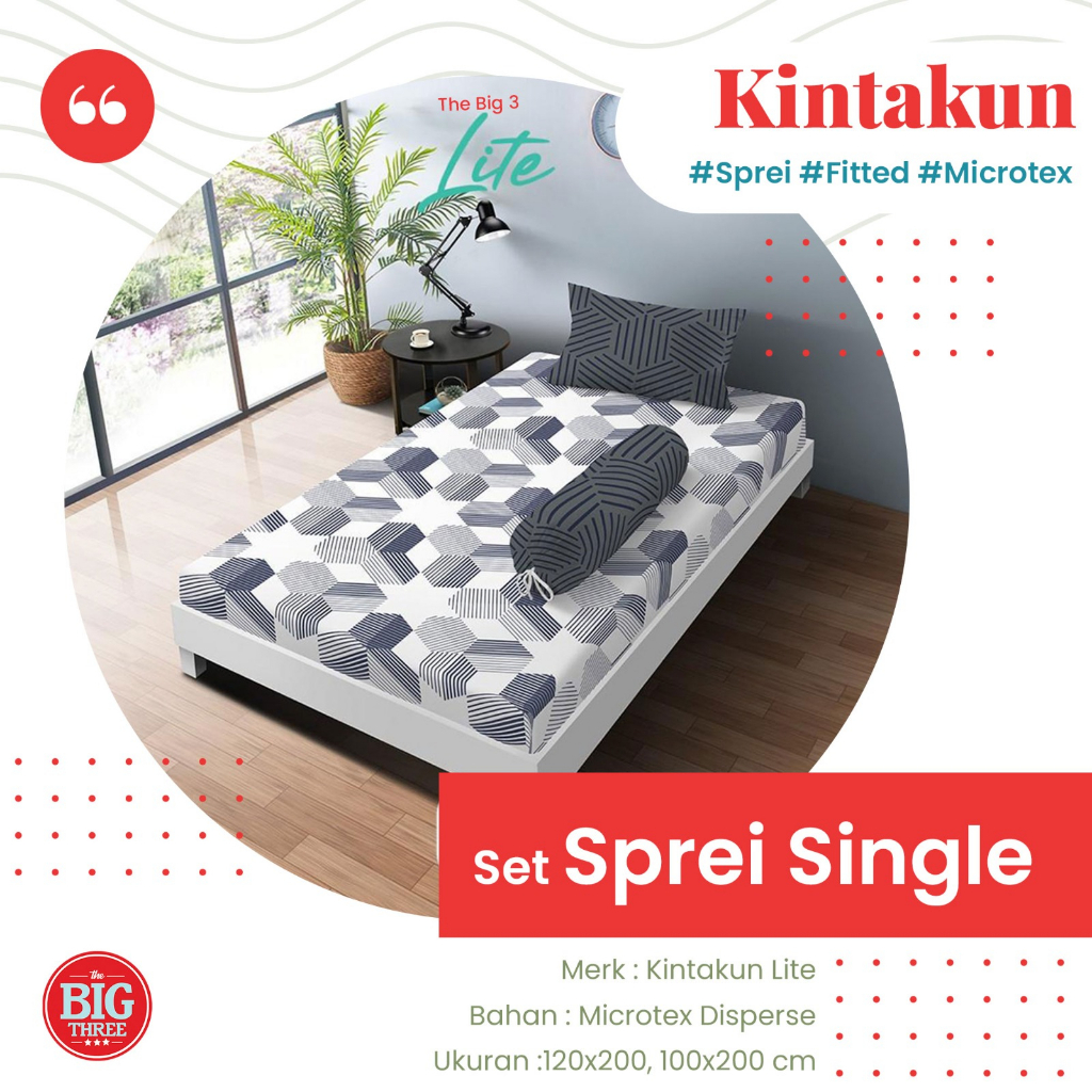 Kintakun Lite Sprei 120x200 / 100X200 CM motif Amarilis Aydan Aruna Carmen Darla Devina Keisya Riana Renata Leila Irmadel  Gardenia Twisty Traccia Vista Pua - Pua Marcatore - Seprai Single 120 SP TBT