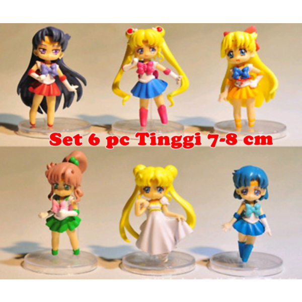 

Unik Action Figure Sailor Moon Venus Mars Jupiter Mercury Tuxedo isi 6 - Sailormon A Berkualitas