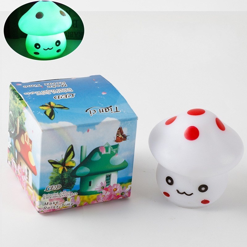 Lampu Tidur LED Hias Bentuk Jamur Mini Warna Warni Dekorasi Kamar Anak HM031