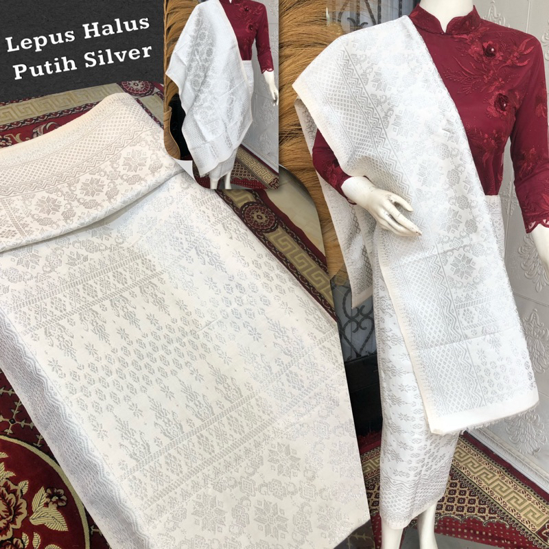 Songket Lepus Putih Silver Kristal Best seller /songket tenun asli palembang /ilham songket palemban