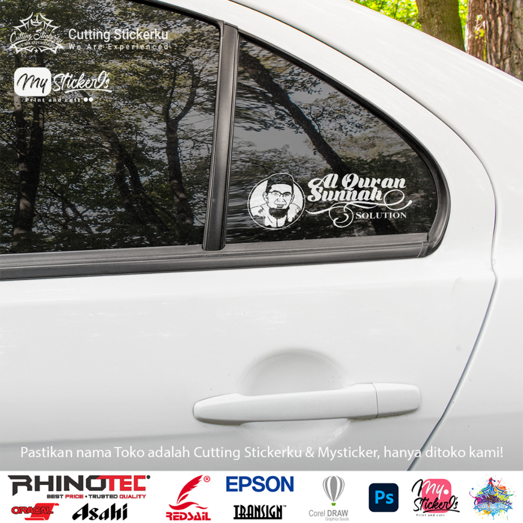 Cutting Stiker Al-Qur'an Sunnah Solution Variasi Motor Mobil Sticker Islami Dakwah Ustad Adi Skotlet Timbul Keren Nyala Dasbor Spakbor Visor Body Kaca Helm Bogo Laptop Hologram Reflective Tahan Air Veriasi Bodi Samping Knalpot Windshield Truk Pickup