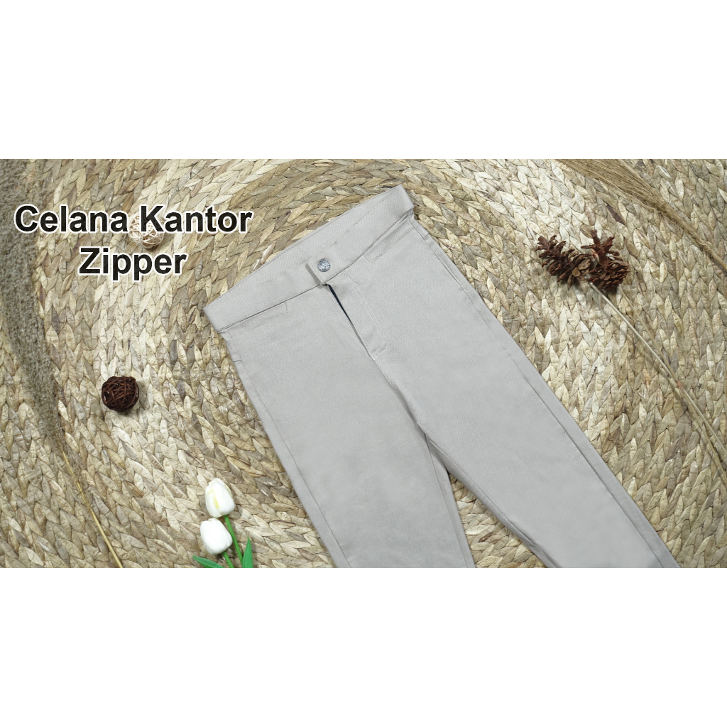 Celana Kantor Zipper - Celana Slim Wanita