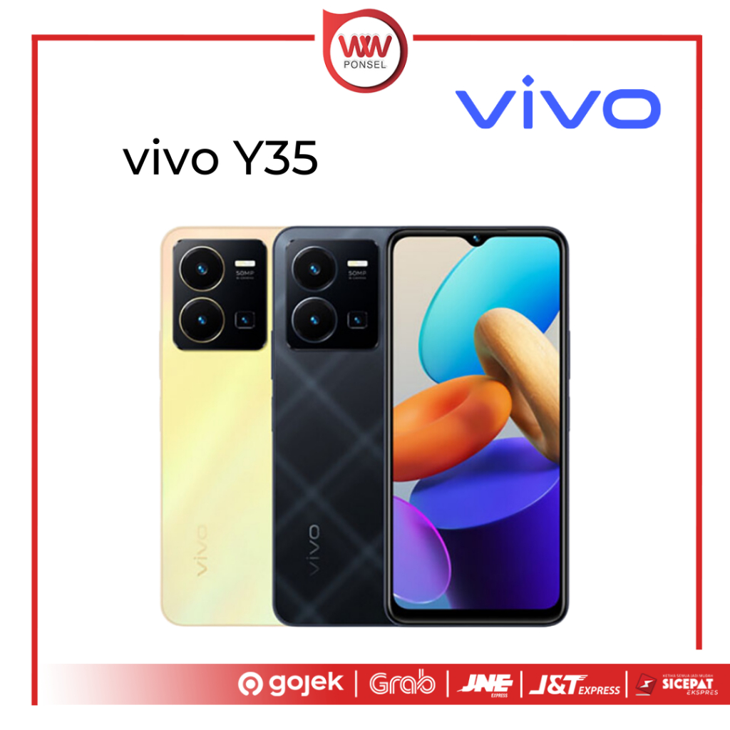 Hp Vivo Y35 Ram 8GB Internal 128GB, 44W FlashCharge+5000mAh, Splash Waterproof, 50MP Camera Garansi 
