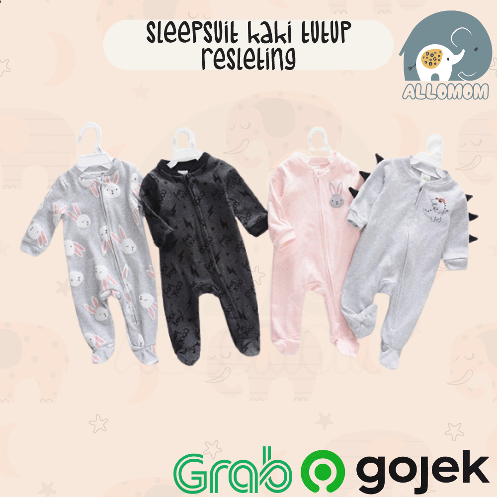 Premium Sleepsuit Baby Baju Tidur Bayi / Anak Cewek Cowok Material Katun 100%