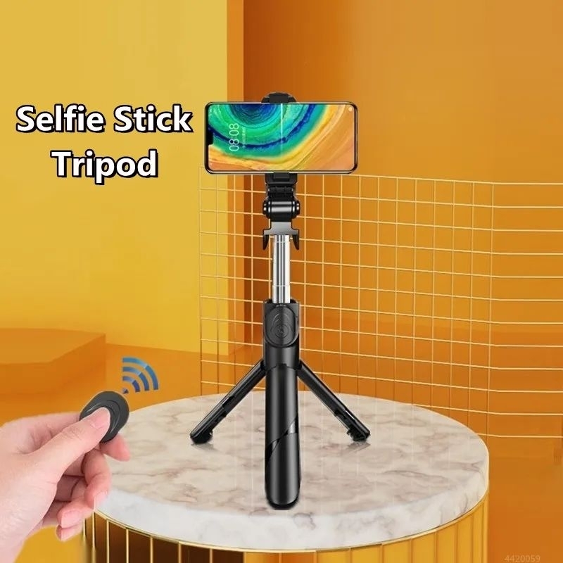 Selfie Stick Tongsis Tripod Bluetooth Remot Shutter mini portabel 360 derajat termurah asli original tripod new