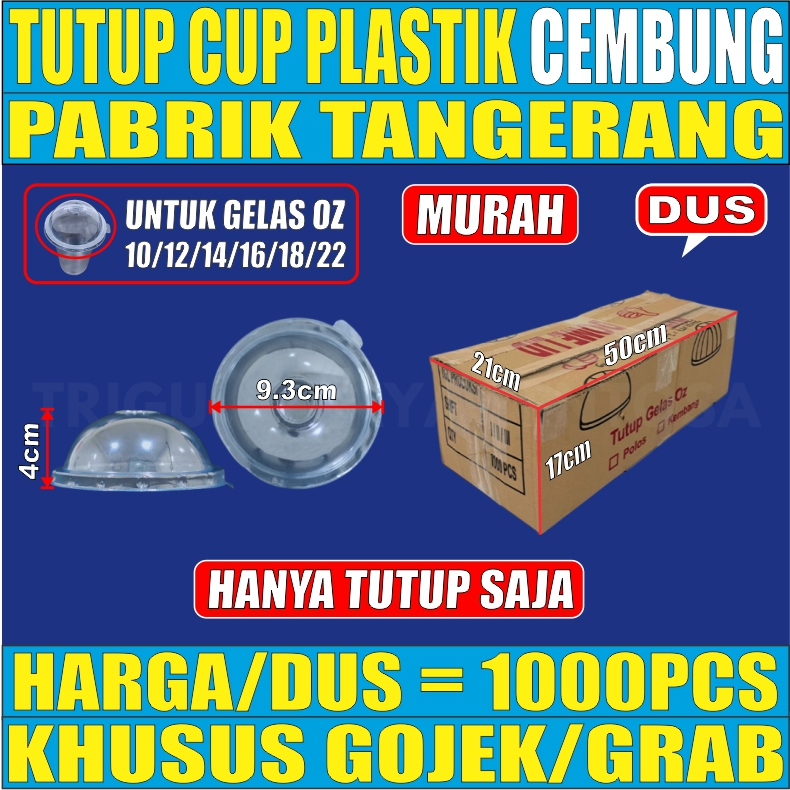 Lid Tutup Cembung Per Dus Untuk Gelas Plastik Oz Oval Rata Murah