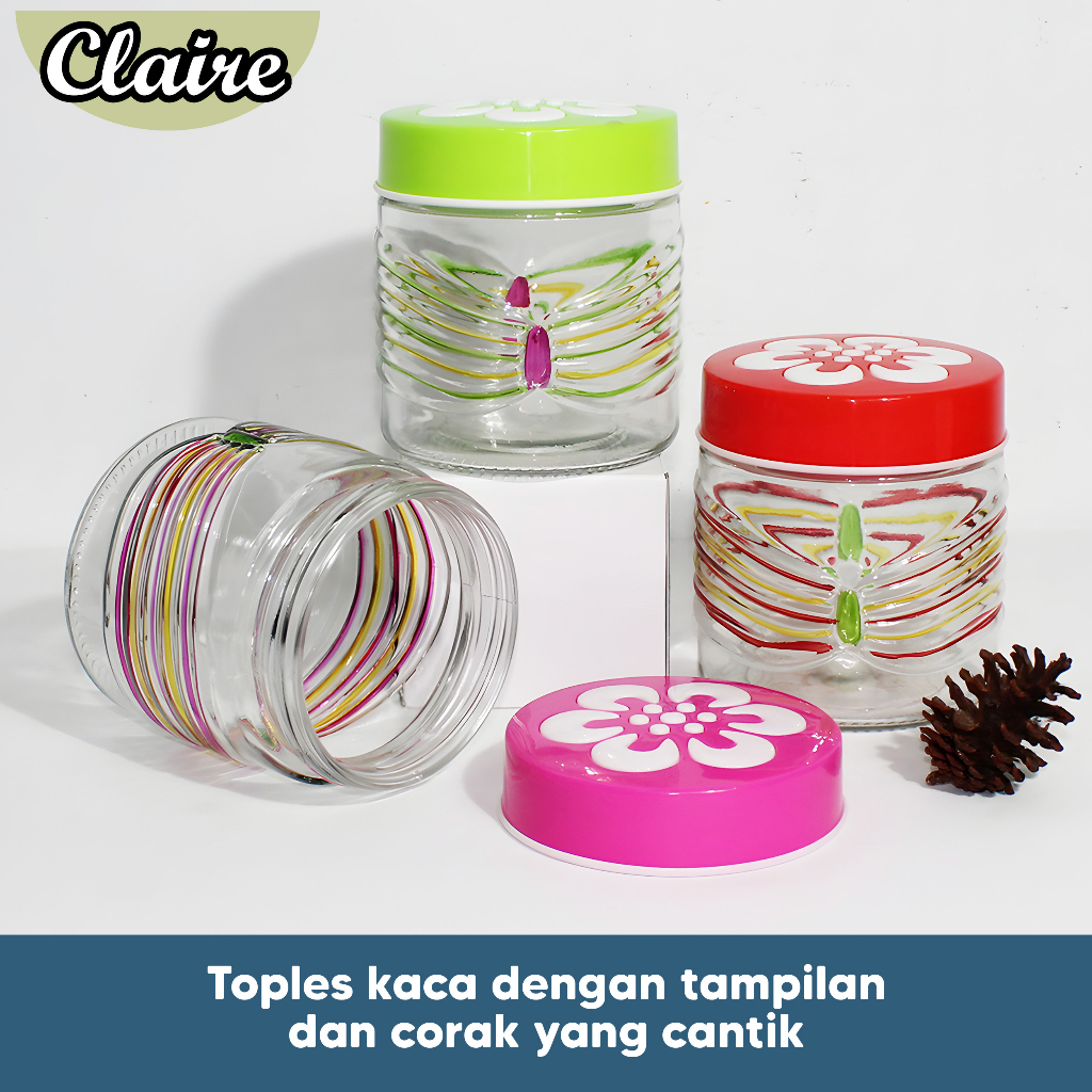 Toples Kaca Motif Bunga / Toples Lebaran / Toples Bunga