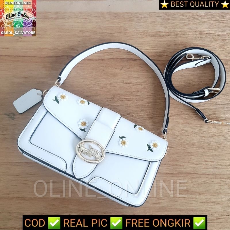 tas georgie daisy floral motif flower two way bag shoulder and crossbody bag with box Co**** women coch ready stock cirebon indramayu majalengka kuningan losari instan