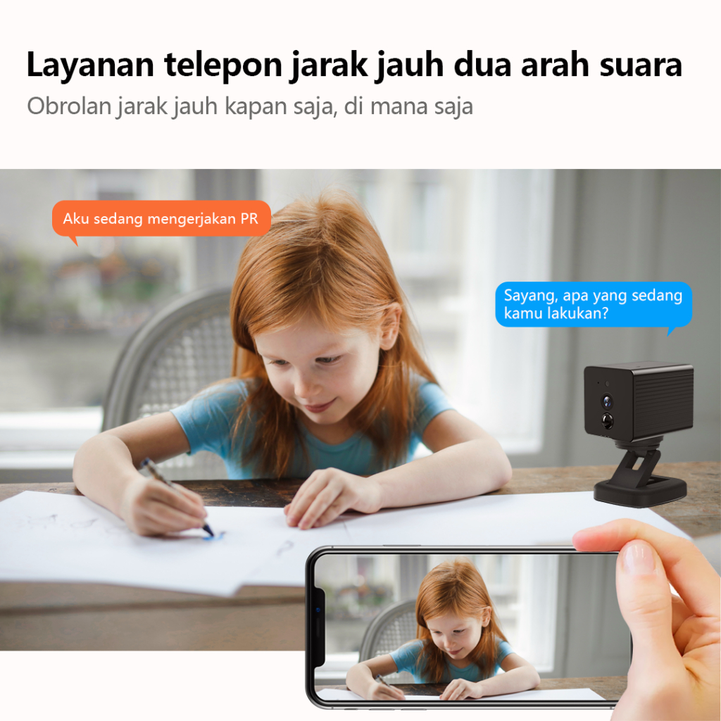 XIHANCAM Panggilan Dua Arah Kamera Pengintai Mini Baterai Internal FHD 5MP Kamera Cctv Mini Tersembunyi Tanpa Kabel Spy Cam Ip Camera Cctv Wifi Hidden Camera Spy Camera Mini Wifi Smart Camera CCTV Indoor Wireless HP Kamera Kecil Tersembunyi Tanpa Wifi