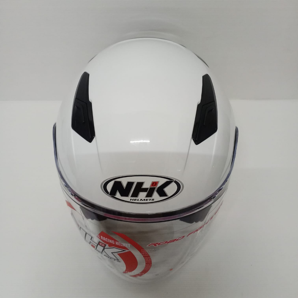 NHK HELM R1 ELITE SOLID WHITE SINGLE VISOR HALF FACE NHK ELITE