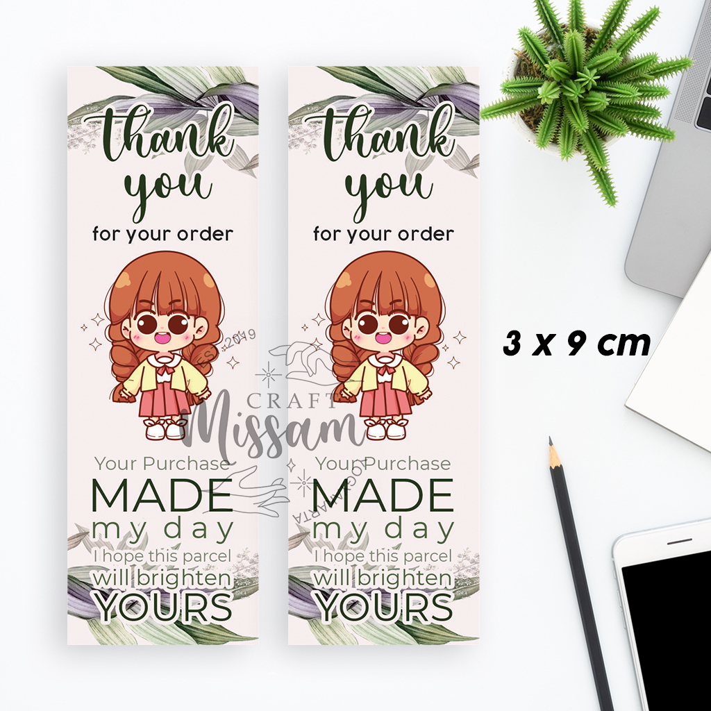 

100 Thank You Stiker Segel Kemasan Paket OM011 Leaves Gift Decoration