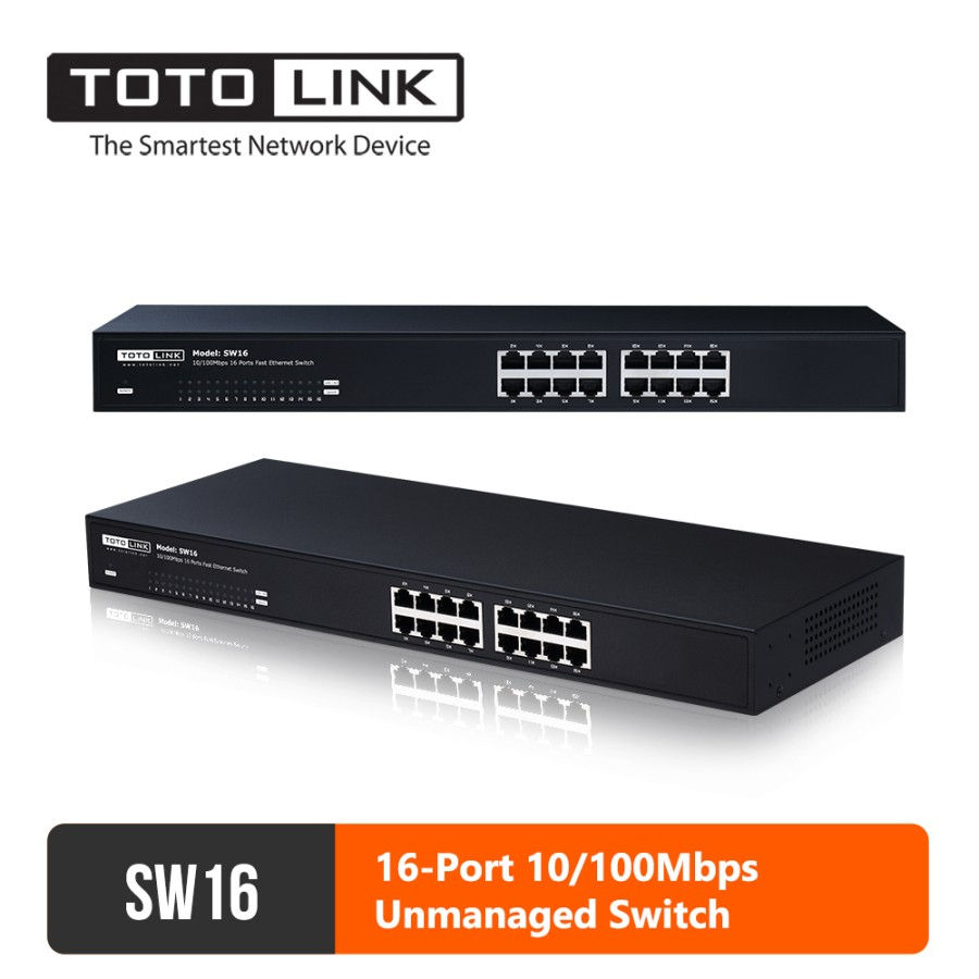 Switch 16 Port 10/100Mbps Unmanaged - TOTOLINK SW16