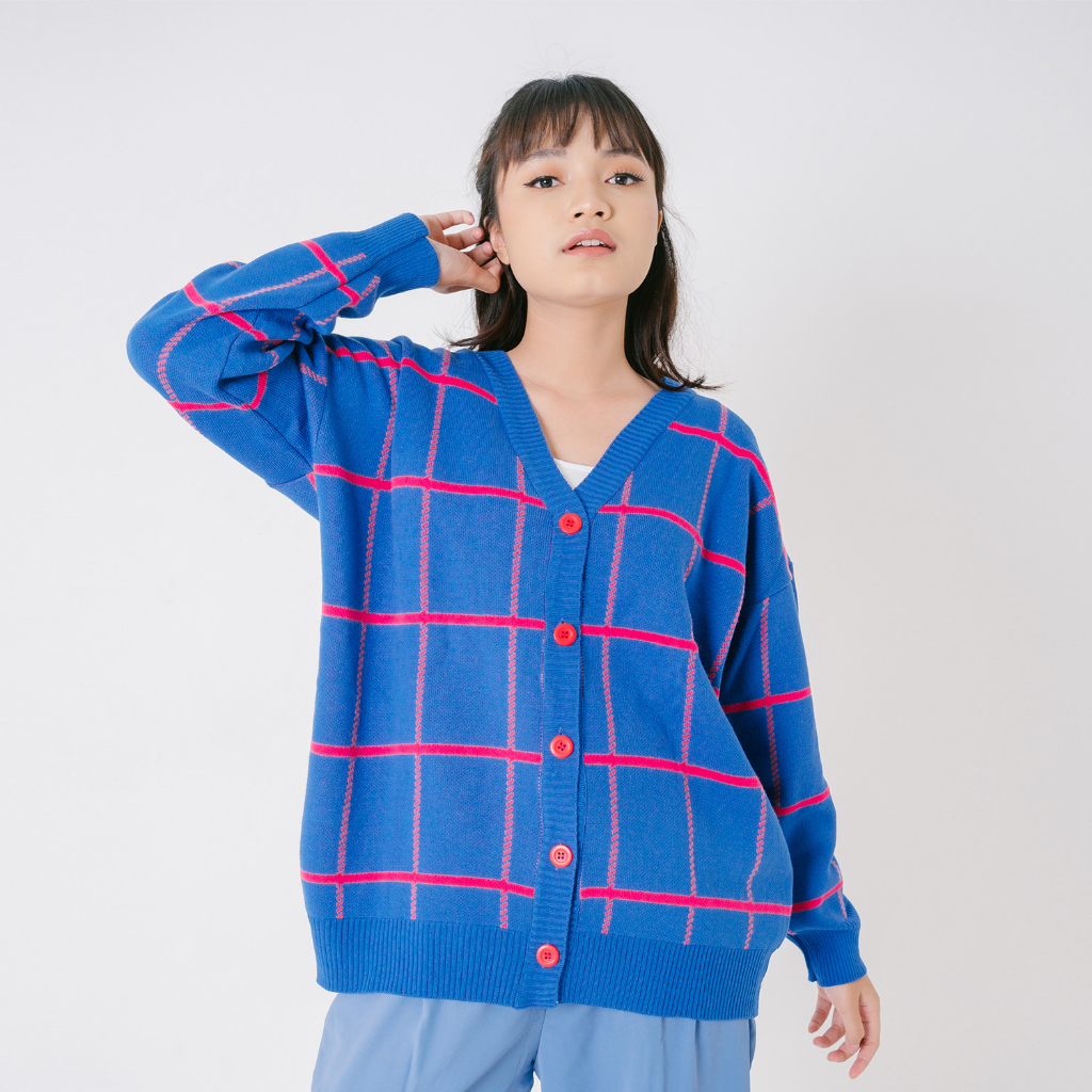 Yesyou Velocity Royal Blue Woman Oversized Cardigan - All Size