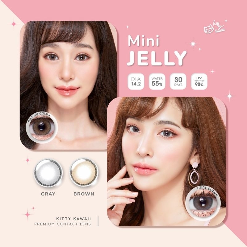 Original Softlens Kitty kawaii Mini Jelly Brown Gray Grey Normal/Minus/Beda min (0.00 - 6.00)