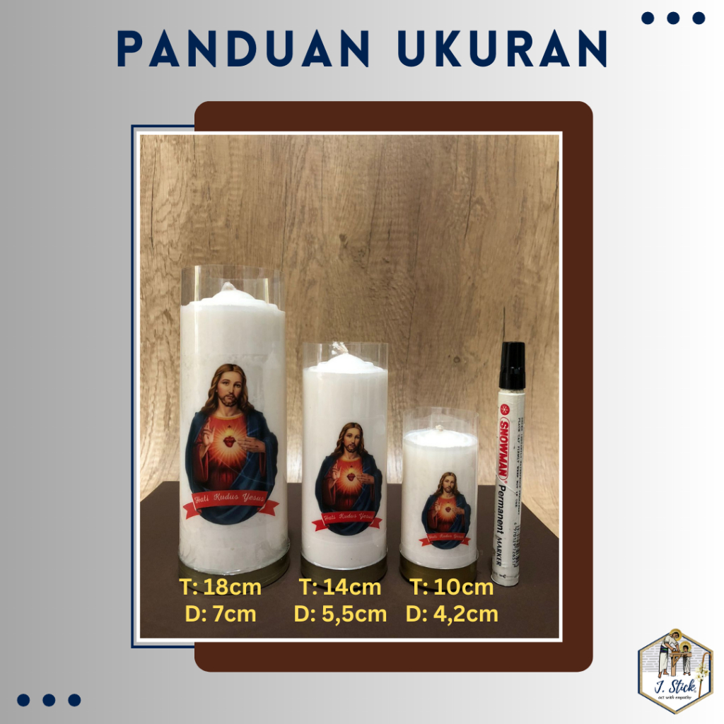 LILIN DOA, Hati Kudus YESUS &amp; MARIA, Sepasang ( 2buah), 14cm