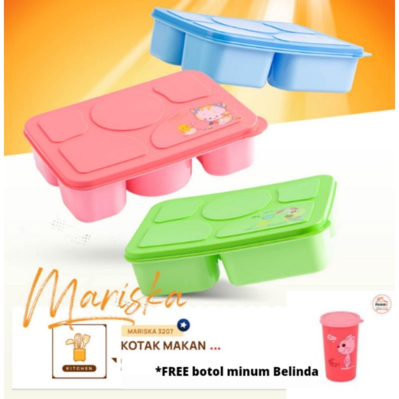 Lunchbox 5 Sekat Mariska / Lunchbox Hommy Mariska / Lunchbox Set Marisha FREE Botol