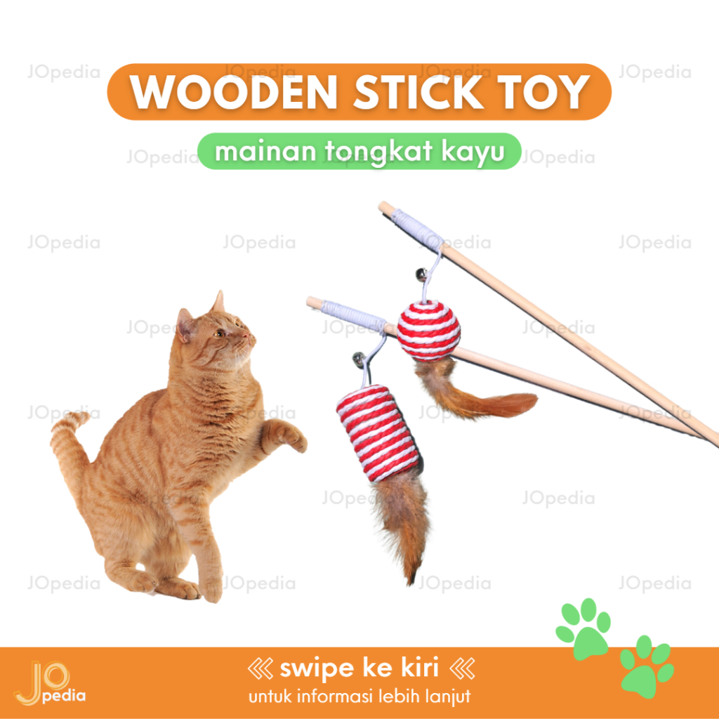 TONGKAT KAYU BULU B Mainan Kucing Stik Wooden Stick Toy Cat Teaser