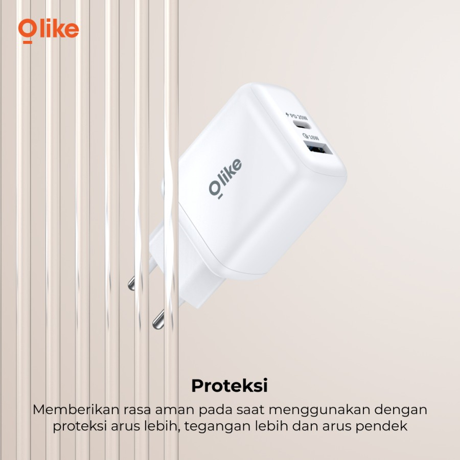 Olike C401 USB-C + USB-A Charger Adapter 20W PD QC3.0 Fast Charging