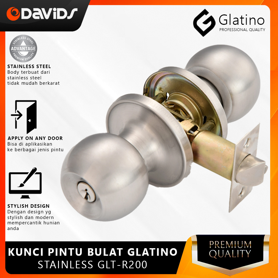 Kunci Pintu Kamar Mandi Rumah Bulat Handle Handel Glatino Stainless