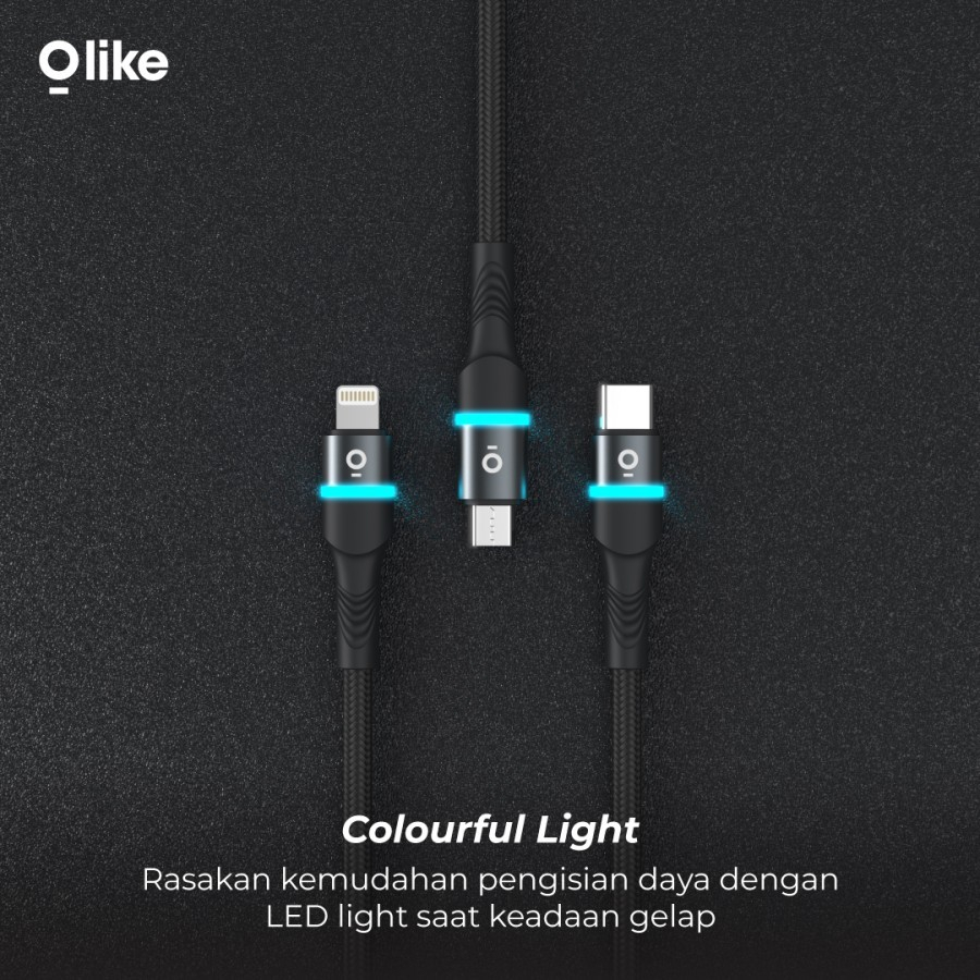 Olike D101L LED Lightning Kabel Data Cable 1M Braided Fast Charging