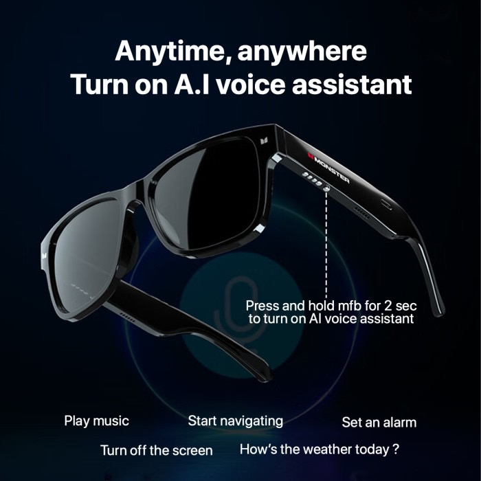 Monster S01 Intelligent Earphone Bluetooth Smart Glasses - Kacamata Multifungsional