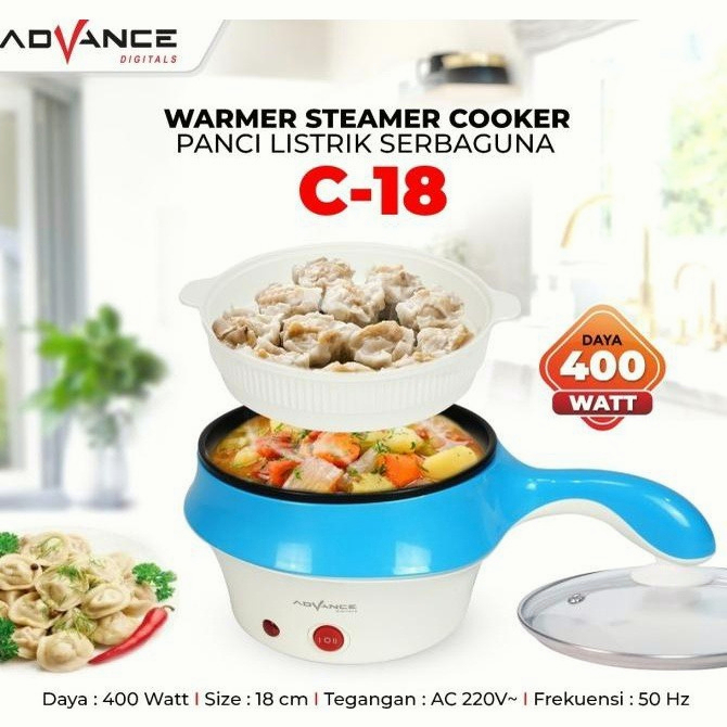 Advance Panci Listrik Multifungis C18 1.5L Warmer steamer cooker Garansi 1 Tahun