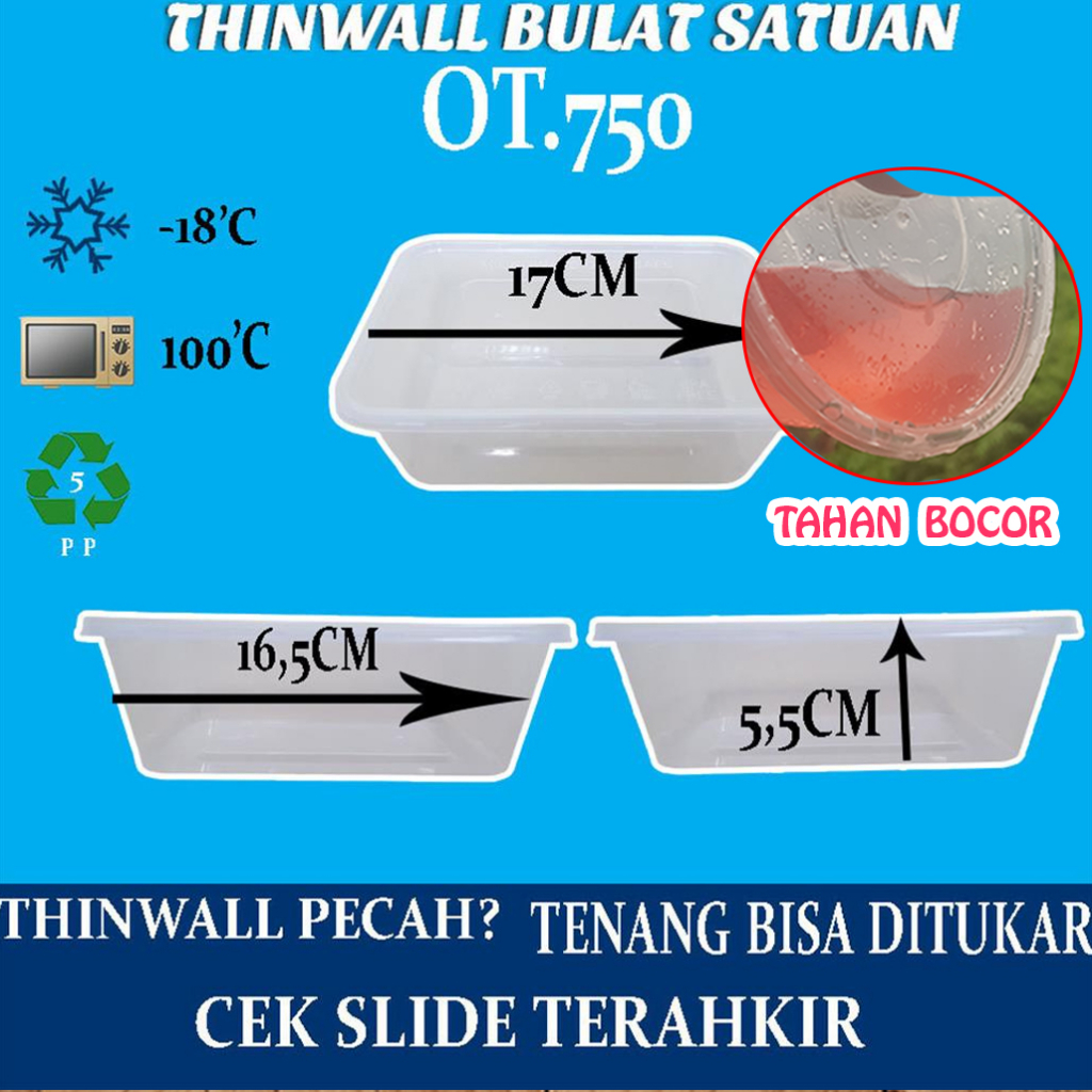 Thinwall Satuan/ Thinwall Persegi 750ML Otipack Thinwall OTS.750