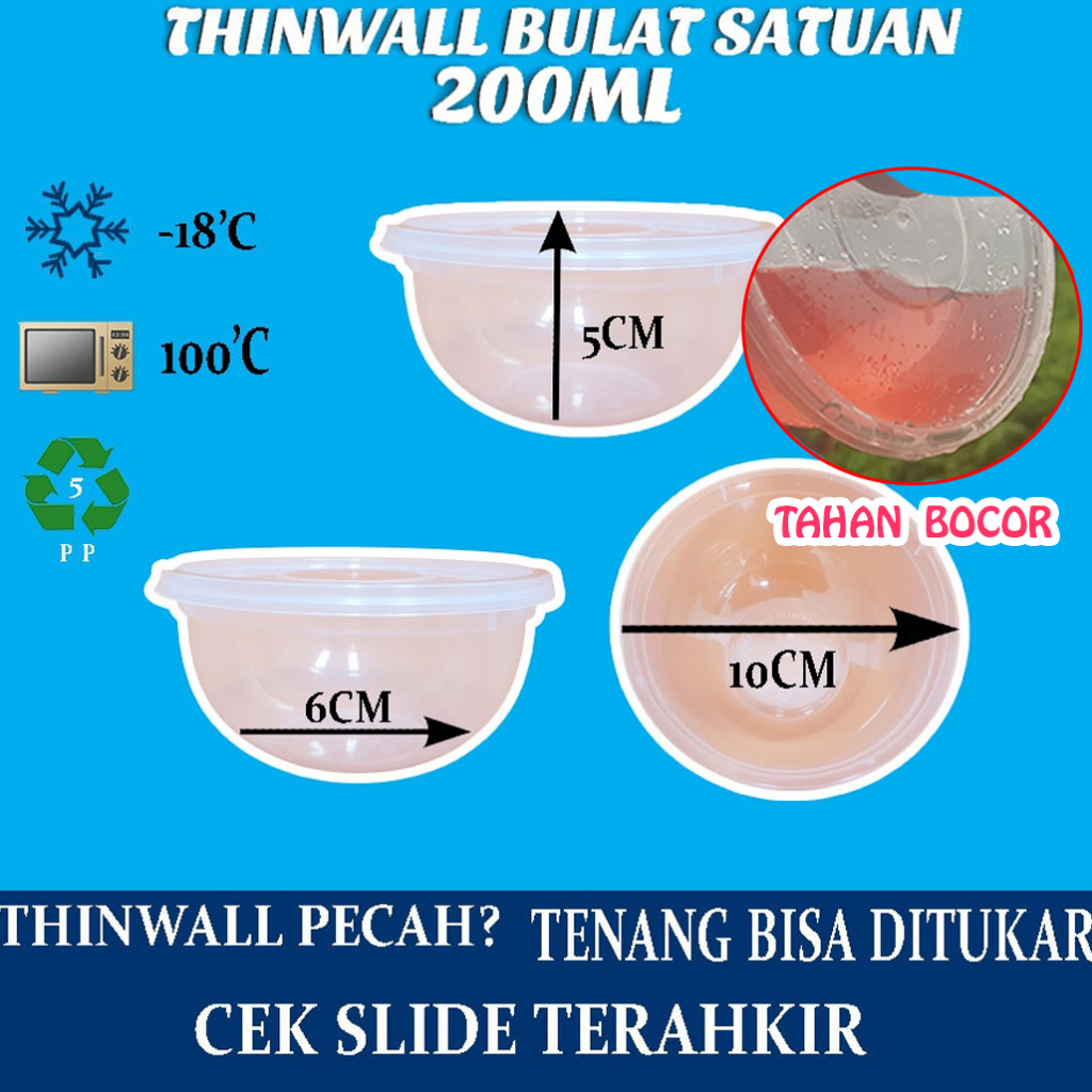 Thinwall Mangkuk 200ml Food Container Tempat Makanan Plastik OTBS200