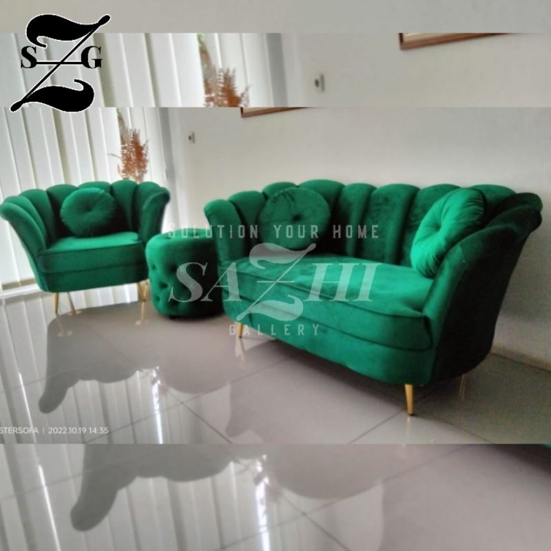 sofa kerang citra | 1set 2+1+stool+meja | sofa hits modern | custom untuk warna & ukuran
