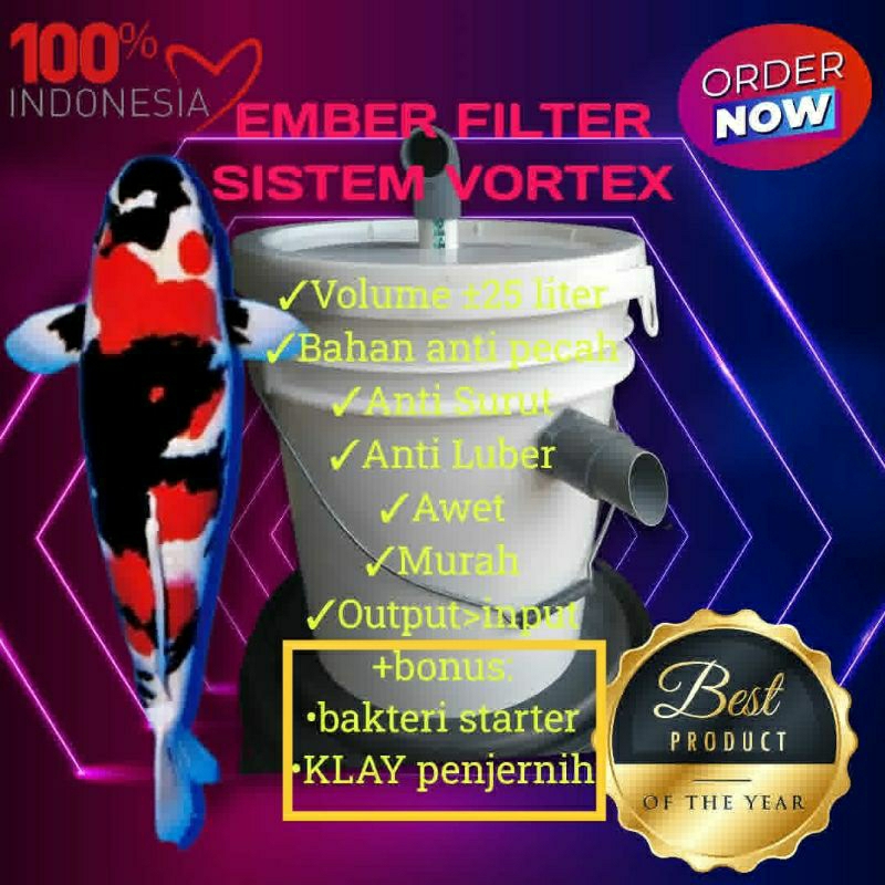 Chamber Tong Filter Ember Penjernih Kolam KOI AQUARIUM Hidroponik Sistem Vortex Karantina jaring nel