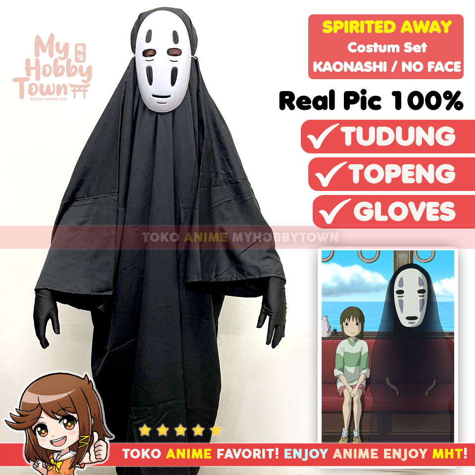 Kostum Cosplay Kaonashi No-Face Anime Spirited Away Ghibli