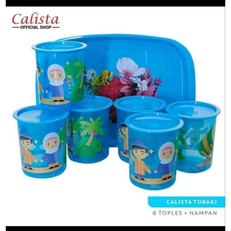 PROMO TERBARU Toples tobaki nampan set  7in1/TOPLES TOBAKI SET CALISTA 6 Toples Plus Nampan Baki Ukuran 0.6 Liter/TOPLES LEBARAN MODEL BARU/ Toples lebaran super jumbo