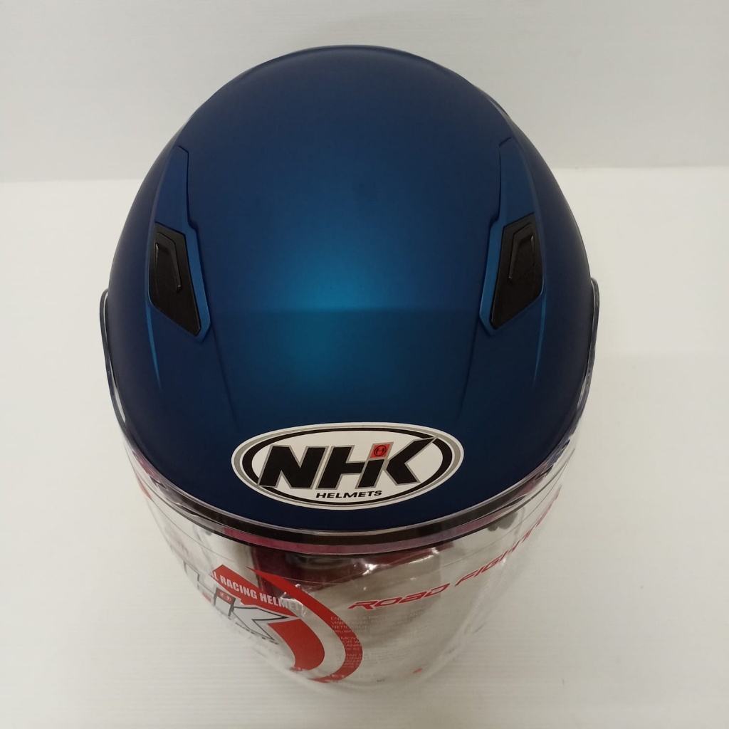 NHK HELM R1 ELITE SOLID DARK BLUE DOFF SINGLE VISOR HALF FACE NHK ELITE