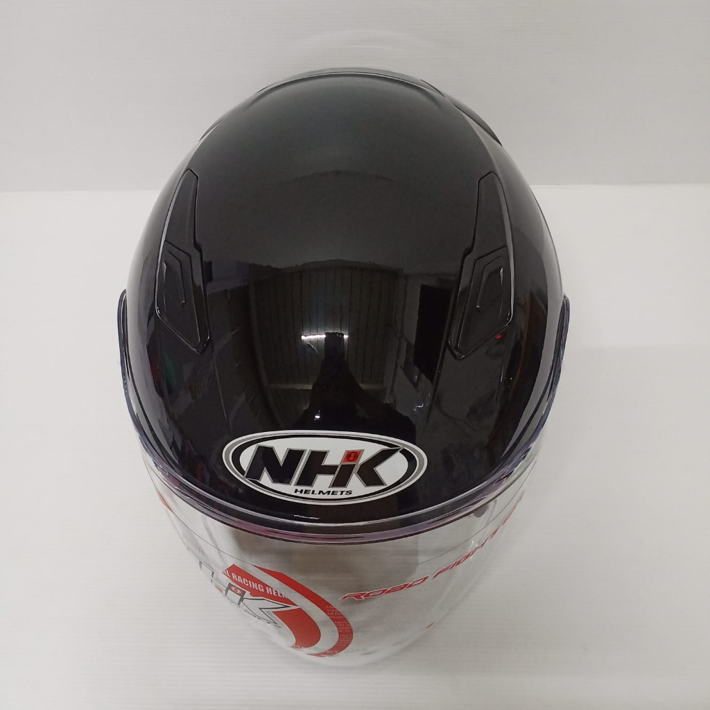 NHK HELM R1 ELITE SOLID BLACK SINGLE VISOR HALF FACE NHK ELITE