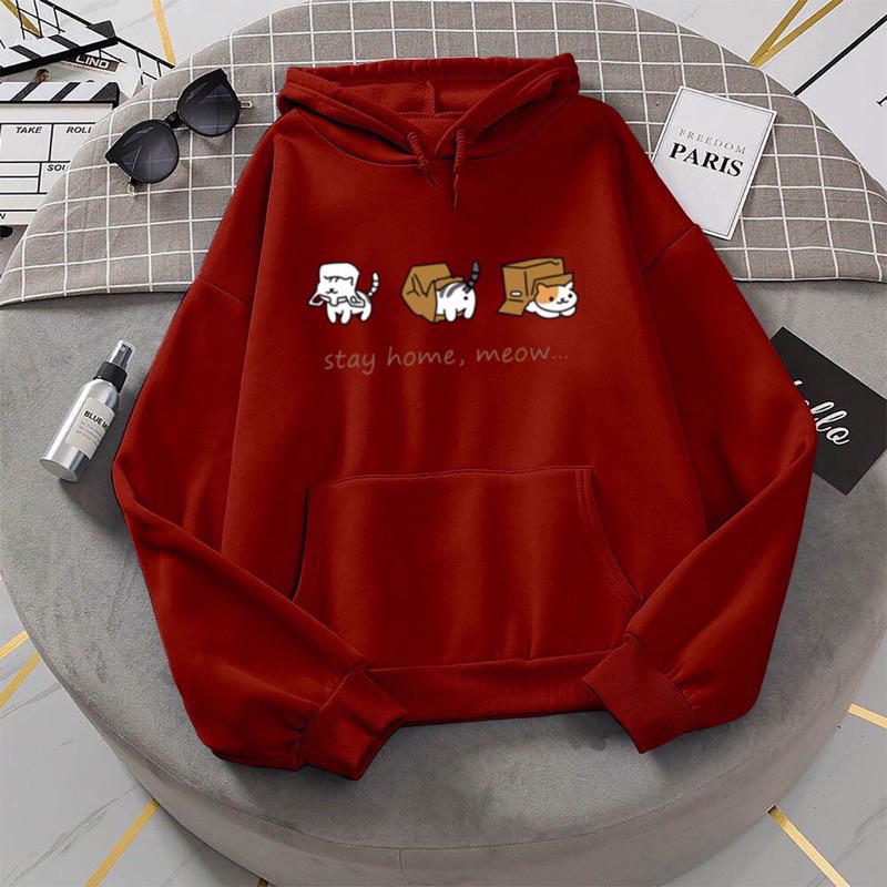 Sweater anak perempuan STAY HOME MEOW baju jaket sweter anak perempuan