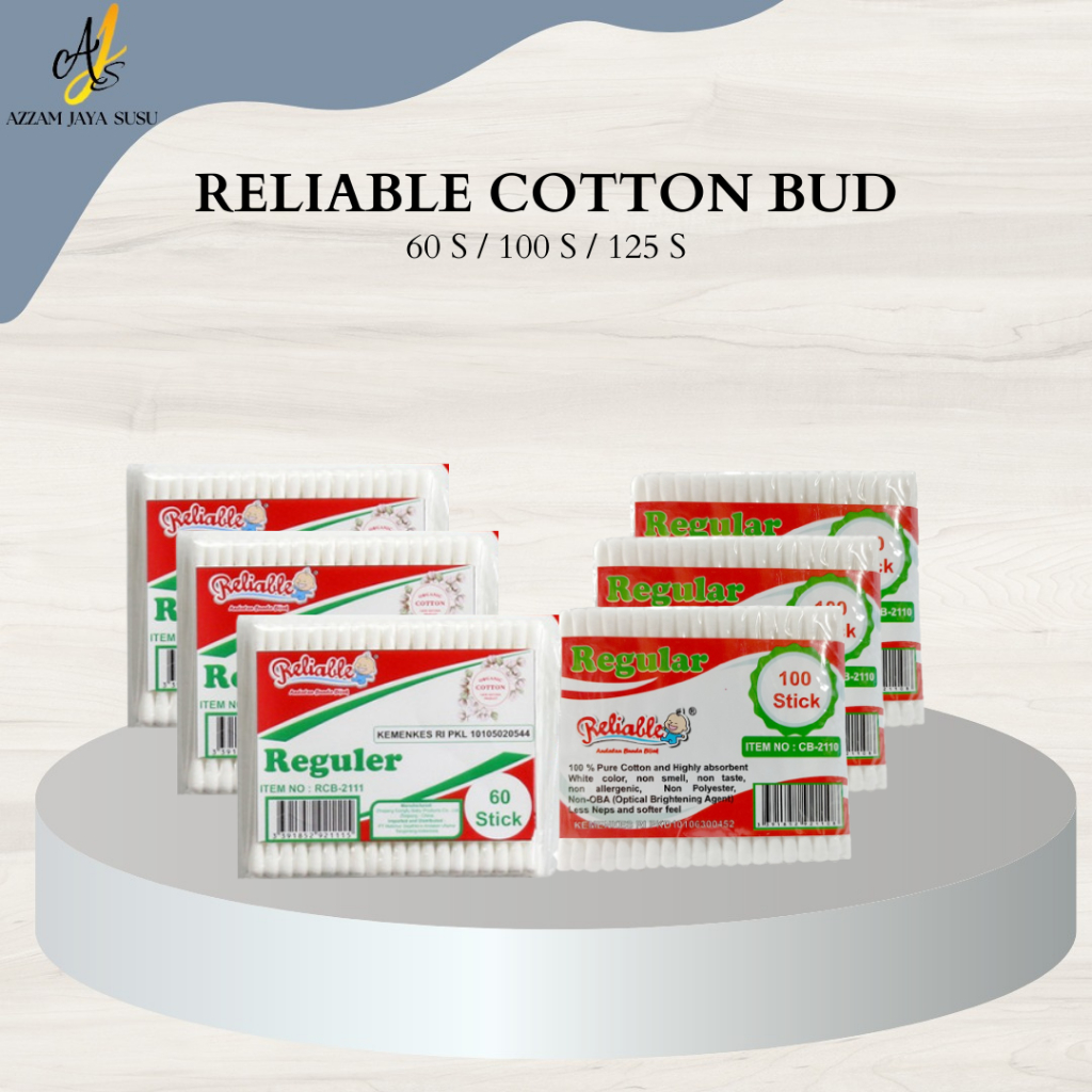 Reliable Cotton Bud Dewasa Regular isi 60 / 100 / 125 / Azzam Jaya Susu