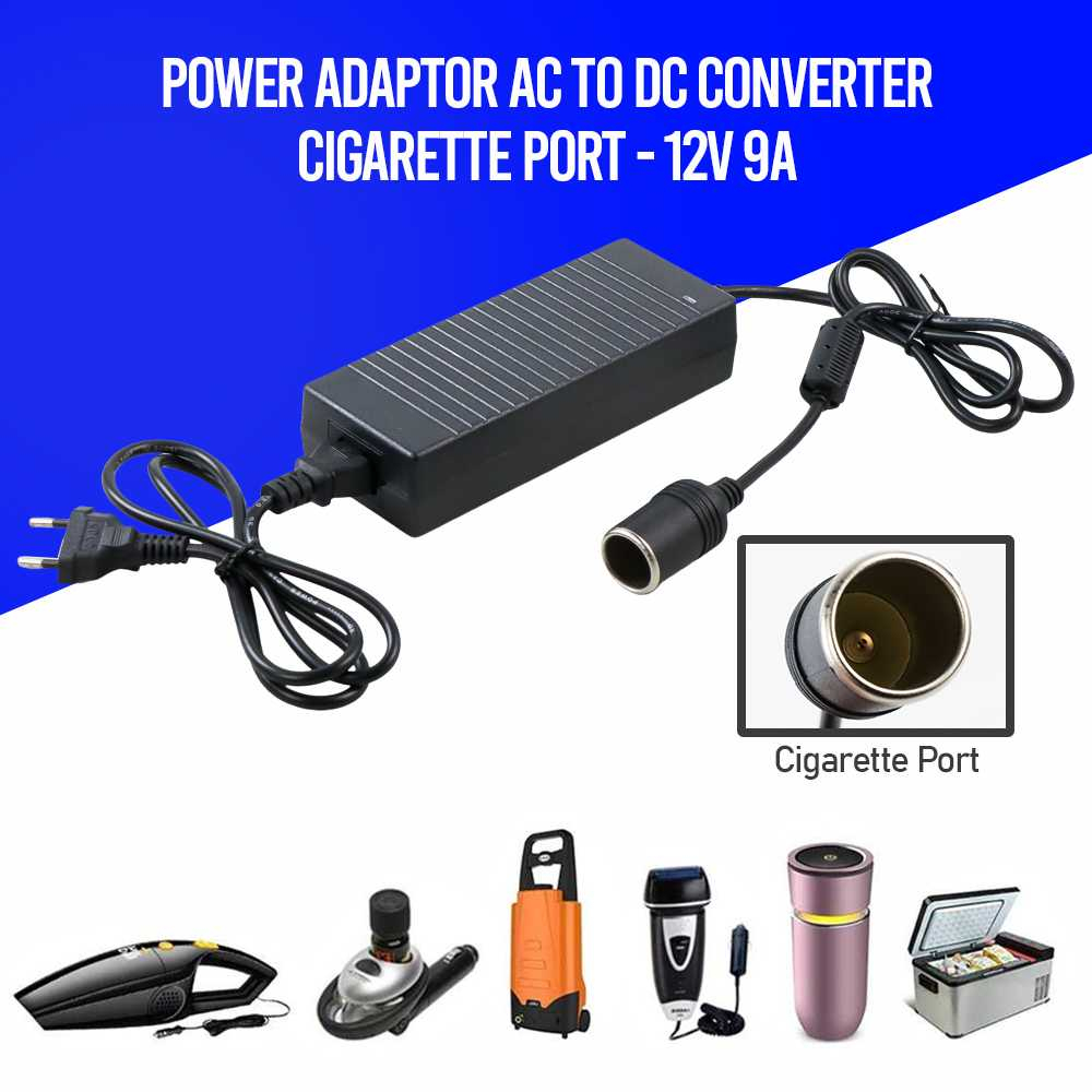 YASOKRO Power Adaptor AC to DC Converter Cigarette Port 12V 9A - 12100 ADAPTOR vacum vacuum vakum mobill pompa ban mobil konpresor