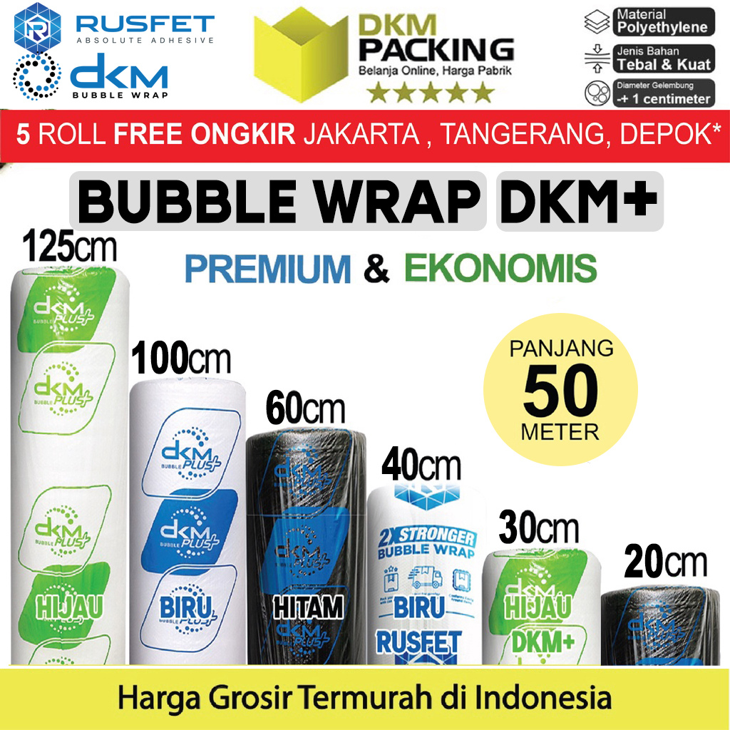 

Plastik Bubble Wrap 125cm x 50m DKM PLUS Bubblewrap PREMIUM ROLL