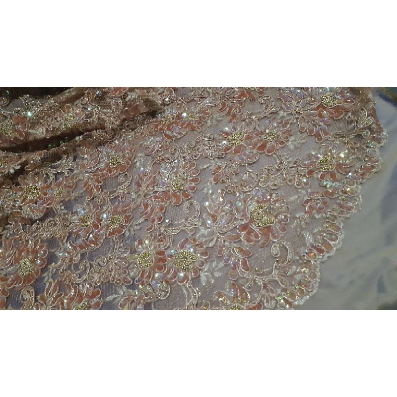 Kain Bahan Brokat prada Cornely full payet Paris High Qualty (Harga per 0.50mt )