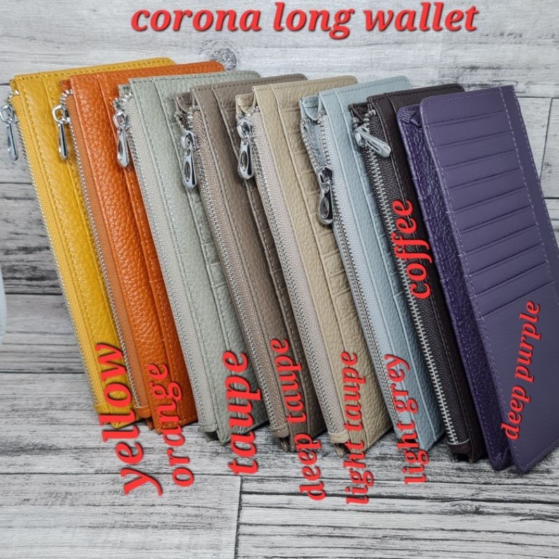 Corona Plain Leather Long wallet / card holder / dompet panjang