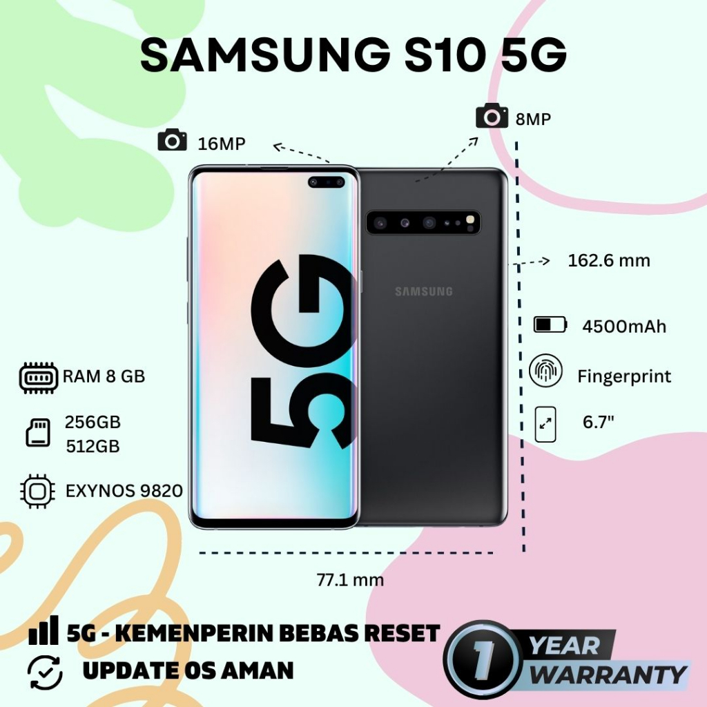 SAMSUNG GALAXY S10 5G Unit Seken Original - MULUS NO MINUS -  BATANGAN - SINYAL AMAN